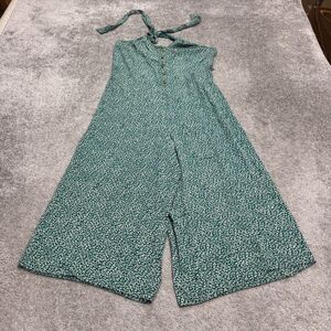 American Eagle Outfitters Green Floral Halter Jumpsuit